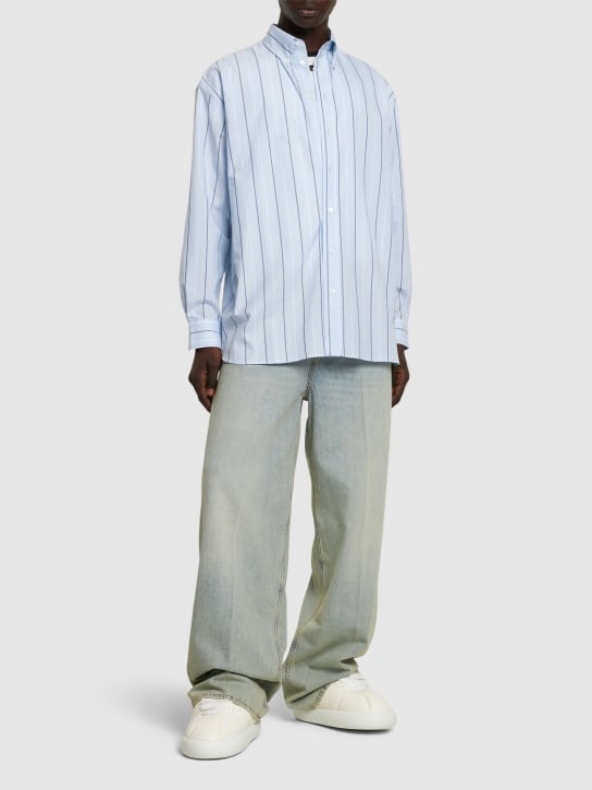 Marni: Striped organic cotton poplin over shirt - Mavi - men_1 | Luisa Via Roma