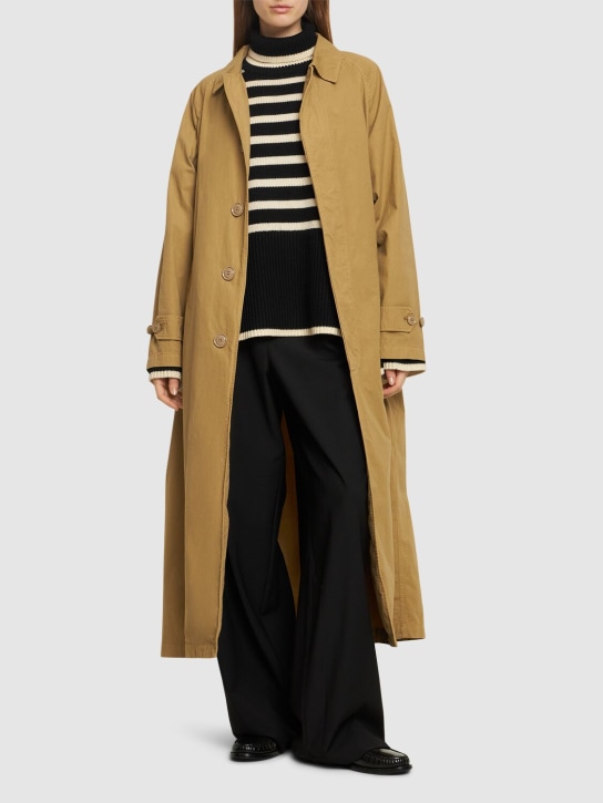 ASPESI: Trench-coat long en toile de coton - Beige Clair - women_1 | Luisa Via Roma