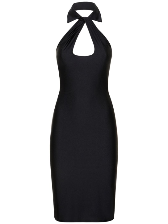 Coperni: Open chest stretch jersey midi dress - Black - women_0 | Luisa Via Roma