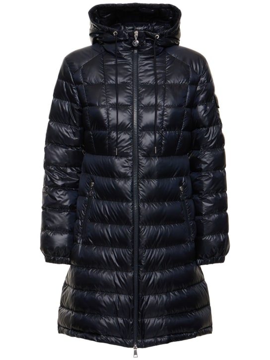 Moncler: Amintore nylon long down jacket - Mavi - women_0 | Luisa Via Roma