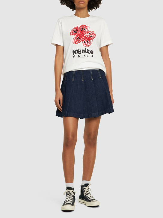 Kenzo Paris: T-shirt en coton imprimé logo Drawn - women_1 | Luisa Via Roma