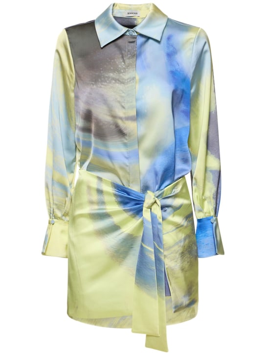 SIMKHAI: Larson printed mini shirt dress - Multicolor - women_0 | Luisa Via Roma