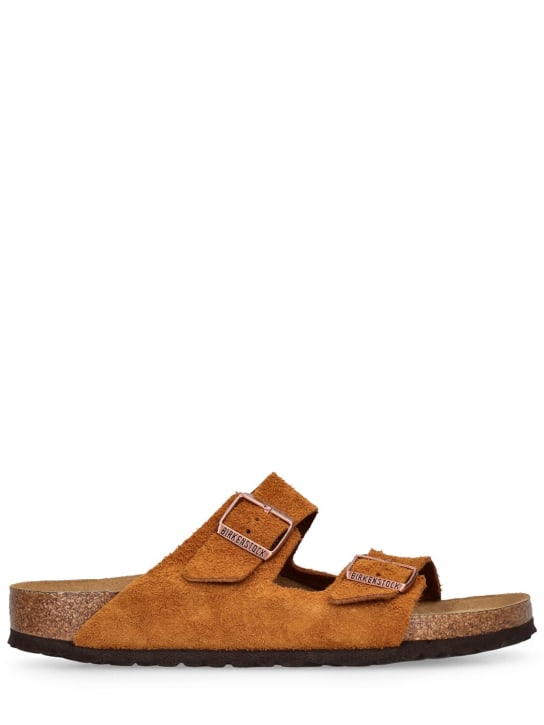 BIRKENSTOCK: Arizona soft suede sandals - Açık kahverengi - men_0 | Luisa Via Roma