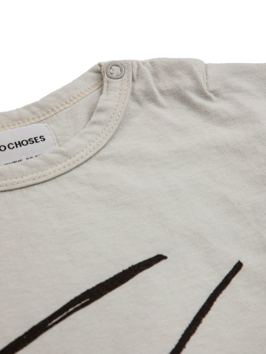 Bobo Choses: T-shirt en coton biologique imprimé - Beige - kids-girls_1 | Luisa Via Roma