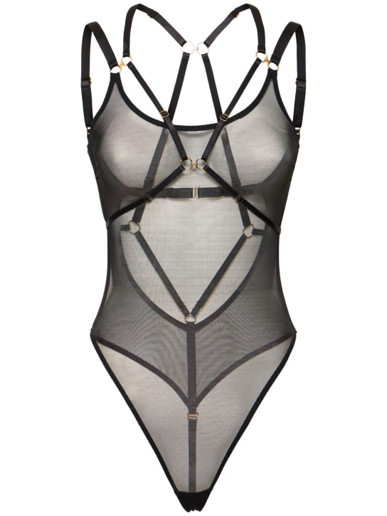 Bordelle: Vero Harness mesh bodysuit - Black - women_0 | Luisa Via Roma