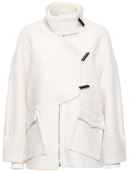 GANNI: Wool blend bouclé jacket - women_0 | Luisa Via Roma