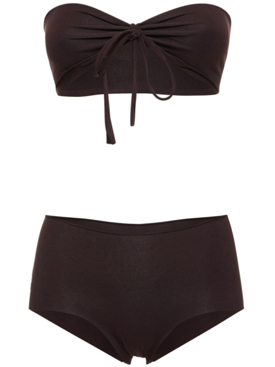 Isole & Vulcani: Seamless cotton jersey bikini - Dark Brown - women_0 | Luisa Via Roma