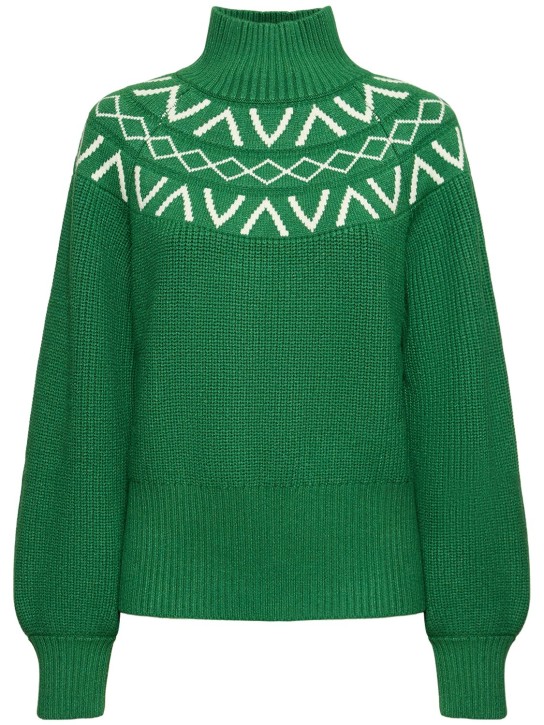 Varley: Marcie Fairisle Yoke knit sweater - Green - women_0 | Luisa Via Roma
