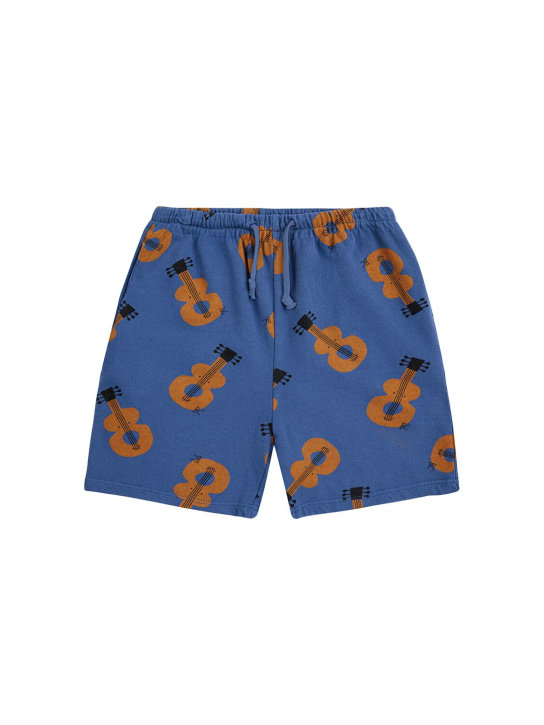 Bobo Choses: Printed organic cotton sweat shorts - Blue - kids-boys_0 | Luisa Via Roma