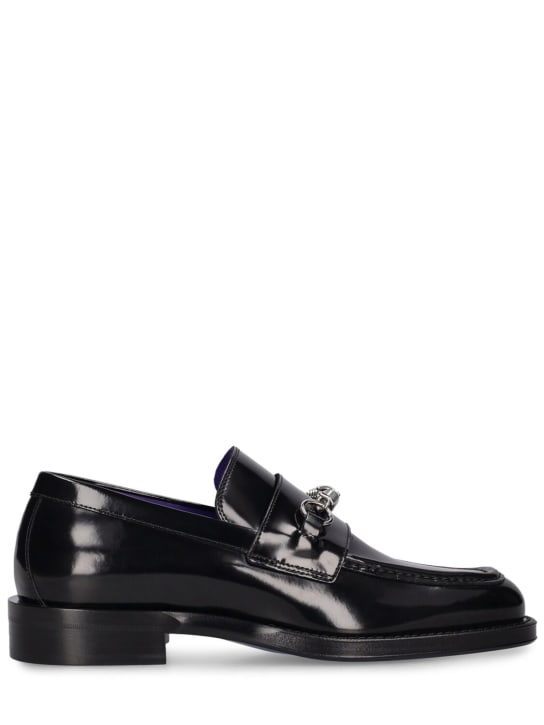 Burberry: MF Barbed leather loafers - Black - men_0 | Luisa Via Roma