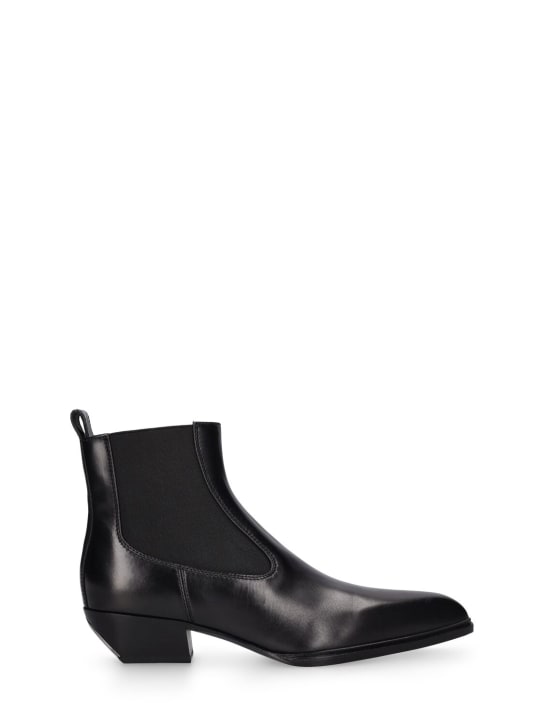 Alexander Wang: 40mm Slick leather ankle boots - Siyah - women_0 | Luisa Via Roma