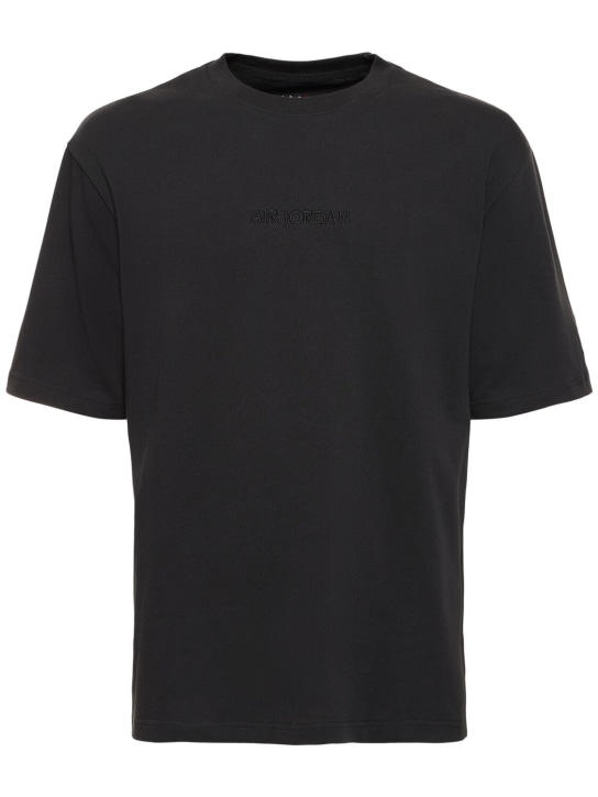 Nike: T-shirt Jordan Wordmark in cotone - Off Noir - men_0 | Luisa Via Roma