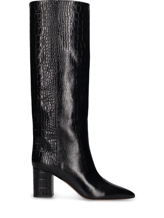 Paris Texas: 70mm hohe Stiefel mit Prägung „Anja“ - Schwarz - women_0 | Luisa Via Roma