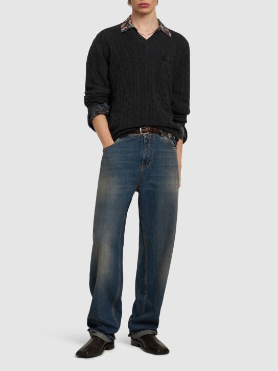 Etro: Jeans in denim di cotone scolorito - Blu - men_1 | Luisa Via Roma
