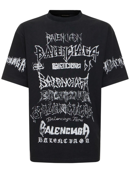 Balenciaga: LNY logo print cotton t-shirt - Washed Black - men_0 | Luisa Via Roma