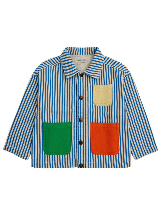 Bobo Choses: Striped denim jacket - Multicolor - kids-girls_0 | Luisa Via Roma