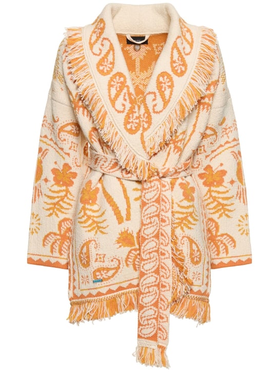 Alanui: Manteau en maille de laine mélangée Lush Nature - Orange/Multicouleur - women_0 | Luisa Via Roma