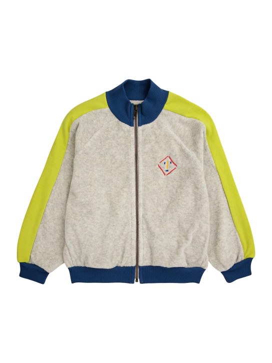 Bobo Choses: Organic cotton tracksuit jacket - Grey - kids-girls_0 | Luisa Via Roma