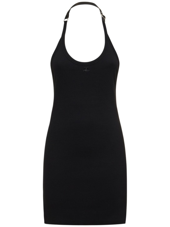 Courreges: Holistic buckle 90's罗缎短款连衣裙 - 黑色 - women_0 | Luisa Via Roma