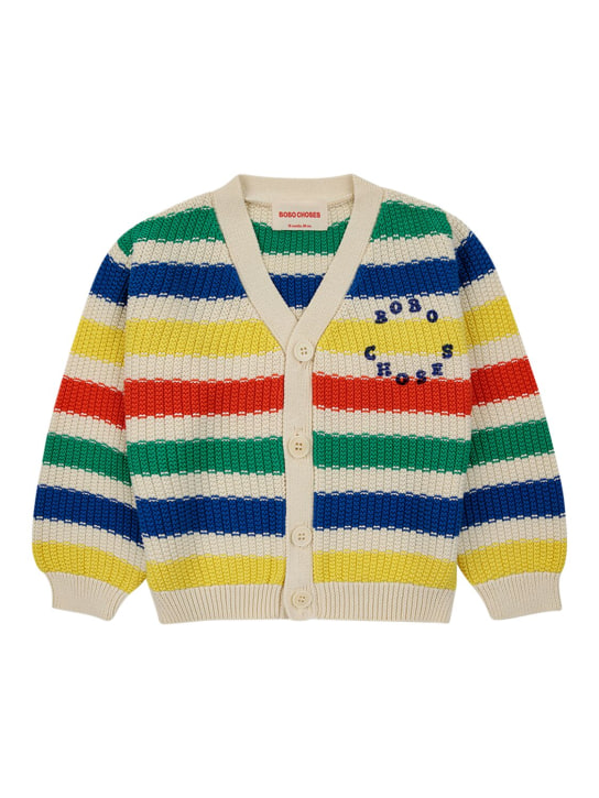 Bobo Choses: Organic cotton knit cardigan - Multicolor - kids-girls_0 | Luisa Via Roma