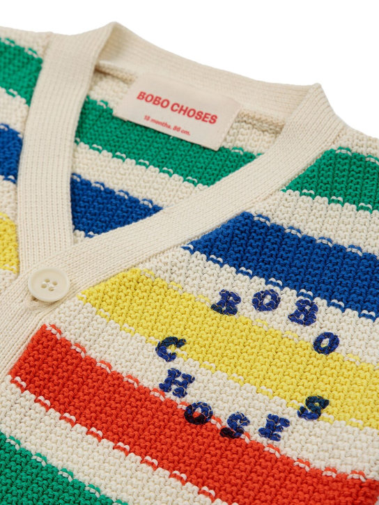 Bobo Choses: Organic cotton knit cardigan - Multicolor - kids-girls_1 | Luisa Via Roma