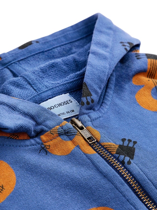 Bobo Choses: Sweat-shirt zippé en coton biologique à capuche - Bleu/Multicolore - kids-boys_1 | Luisa Via Roma