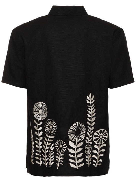 Andersson Bell: May embroidered linen & cotton shirt - Black - men_4 | Luisa Via Roma