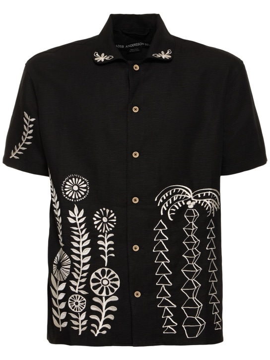 Andersson Bell: May embroidered linen & cotton shirt - Black - men_0 | Luisa Via Roma