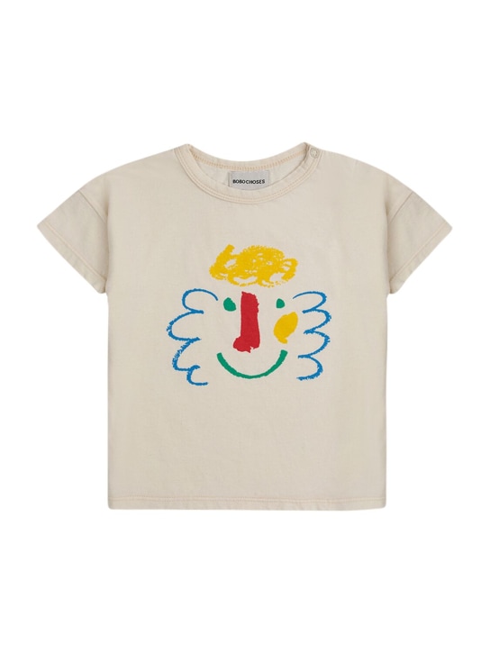 Bobo Choses: T-shirt en coton biologique imprimé - Off-White - kids-girls_0 | Luisa Via Roma