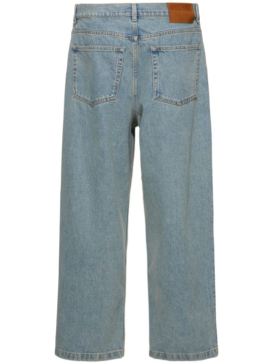 Moschino: Wide leg cotton denim jeans - men_2 | Luisa Via Roma