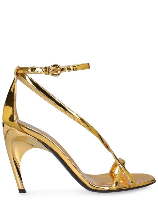 Alexander McQueen: 95毫米Armadillo金属色皮革凉鞋 - 金色 - women_0 | Luisa Via Roma