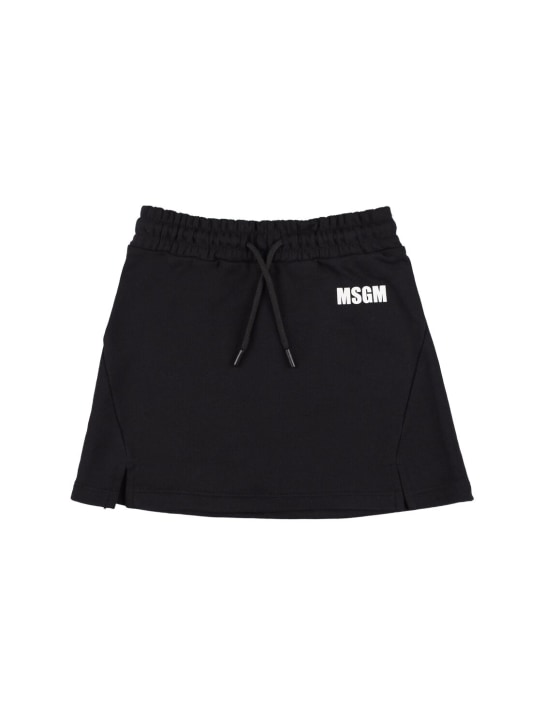 MSGM: Cotton sweat skirt - Siyah - kids-girls_0 | Luisa Via Roma