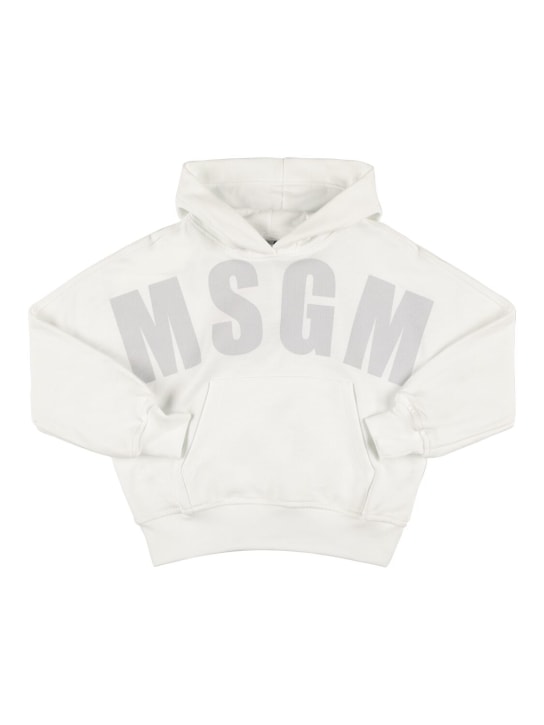 MSGM: Sweat-shirt en coton à capuche - Blanc - kids-girls_0 | Luisa Via Roma