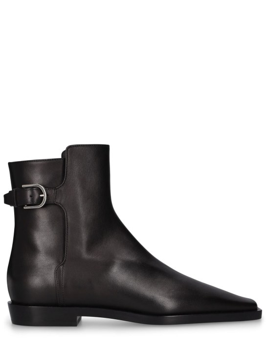 Toteme: 20mm The Belted leather boots - Siyah - women_0 | Luisa Via Roma
