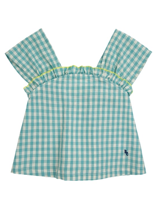 Bobo Choses: Printed cotton & linen top - Açık Mavi - kids-girls_0 | Luisa Via Roma