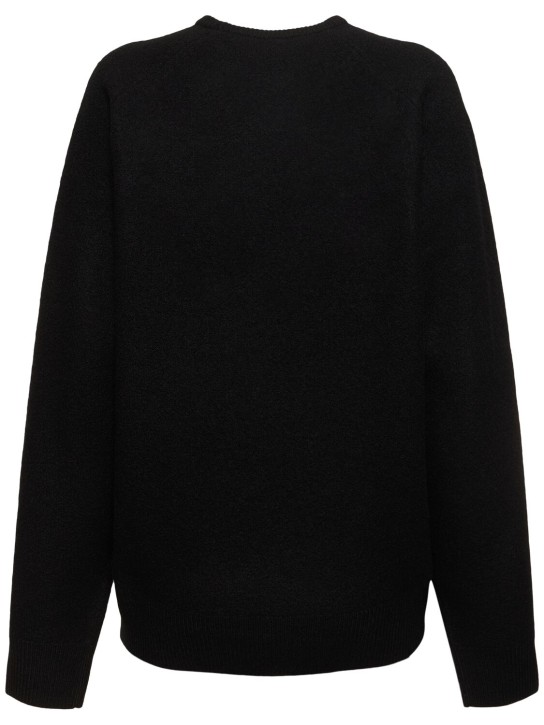 Toteme: Crewneck wool knit sweater - Siyah - women_0 | Luisa Via Roma
