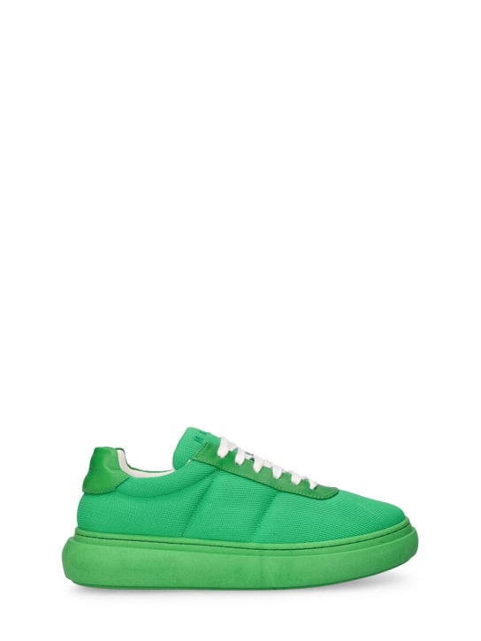 Marni Junior: Leather & cotton lace-up sneakers - Green - kids-boys_0 | Luisa Via Roma