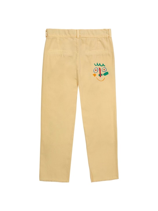 Bobo Choses: Printed cotton chino pants - Light Yellow - kids-boys_0 | Luisa Via Roma