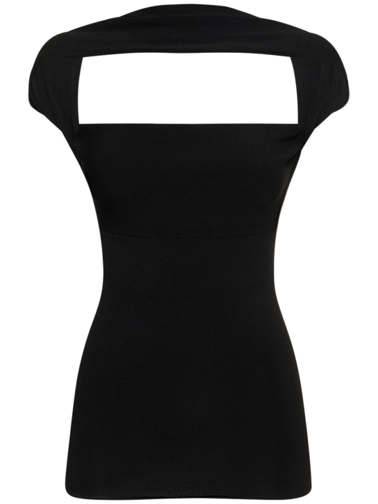 Toteme: 针织粘胶纤维绕颈上衣 - 黑色 - women_0 | Luisa Via Roma