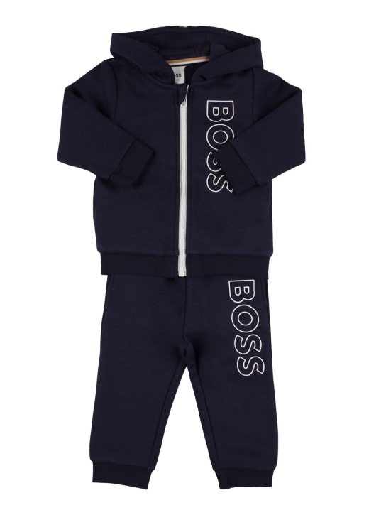 Boss: Felpa con cappuccio e pantaloni in cotone - kids-boys_0 | Luisa Via Roma