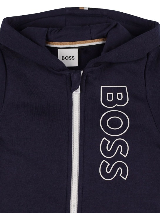 Boss: Sweat-shirt à capuche & pantalon en coton à logo - kids-boys_1 | Luisa Via Roma