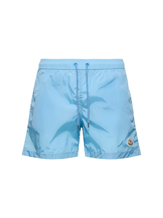 Moncler: Bañador shorts de techno - Azul - men_0 | Luisa Via Roma