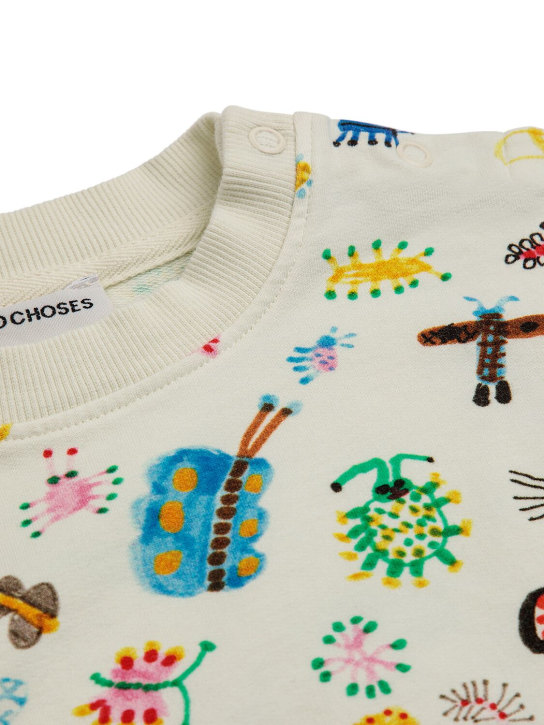 Bobo Choses: Organic cotton crewneck sweatshirt - White/Multi - kids-girls_1 | Luisa Via Roma
