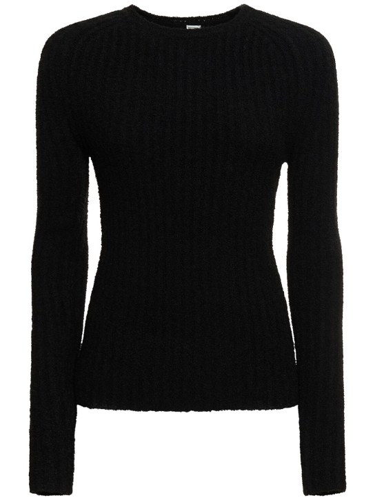 Toteme: 罗纹羊毛混纺上衣 - 黑色 - women_0 | Luisa Via Roma
