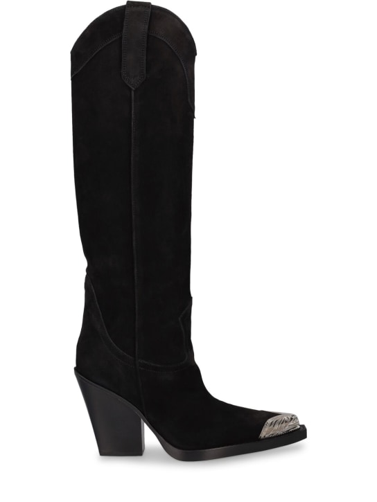 Paris Texas: 100毫米EL Dorado麂皮高筒靴 - 黑色 - women_0 | Luisa Via Roma