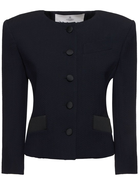 Vivienne Westwood: Iman cotton blend jacquard jacket - Lacivert - women_0 | Luisa Via Roma