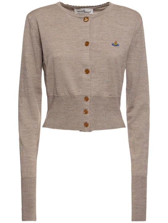 Vivienne Westwood: Bea羊毛针织短款开衫 - 灰色 - women_0 | Luisa Via Roma