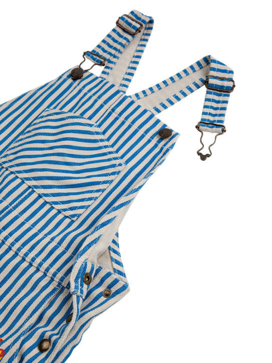 Bobo Choses: Striped denim overalls - White/Blue - kids-girls_1 | Luisa Via Roma