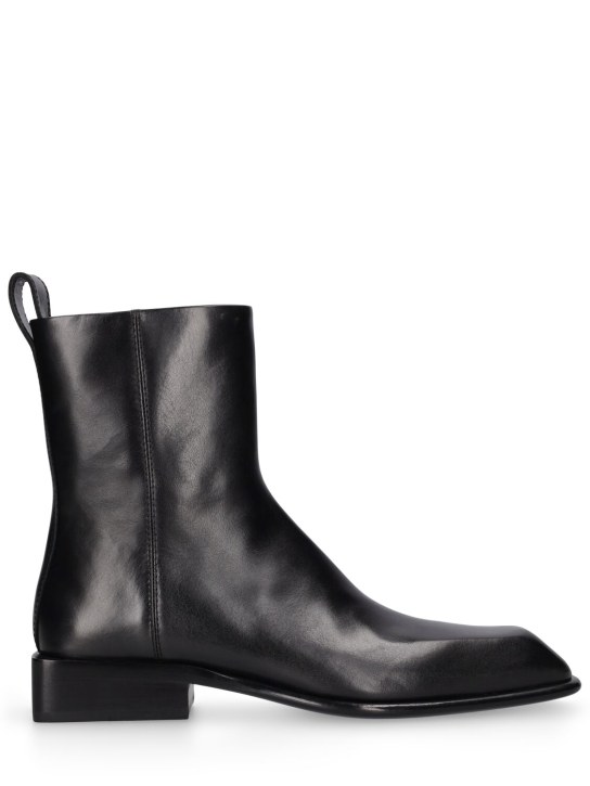 Alexander Wang: Throttle leather ankle boots - Siyah - women_0 | Luisa Via Roma
