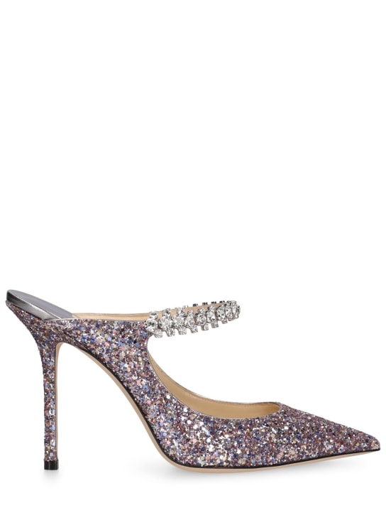 Jimmy Choo: 100mm Bing glittered fabric mules - Renkli - women_0 | Luisa Via Roma